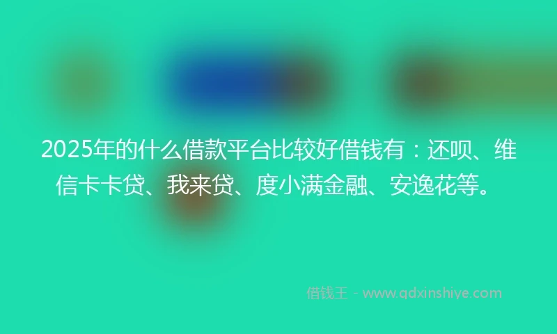 2025年的什么借款平台比较好借钱有：还呗、维信卡卡贷、我来贷、度小满金融、安逸花等。