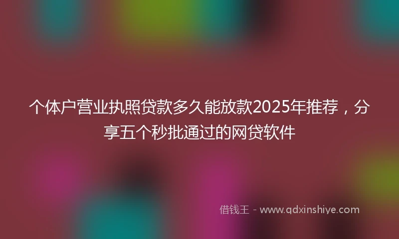个体户营业执照贷款多久能放款2025年推荐，分享五个秒批通过的网贷软件
