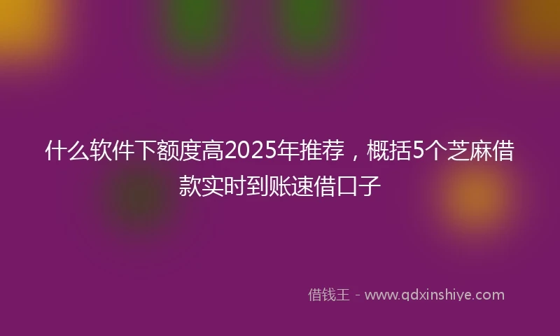 什么软件下额度高2025年推荐，概括5个芝麻借款实时到账速借口子