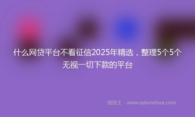 什么网贷平台不看征信2025年精选，整理5个5个无视一切下款的平台