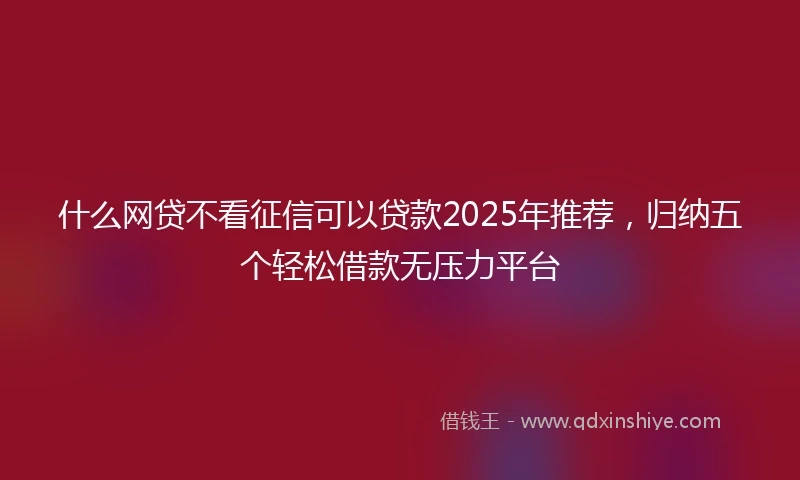 什么网贷不看征信可以贷款2025年推荐，归纳五个轻松借款无压力平台