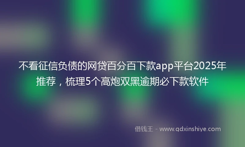 不看征信负债的网贷百分百下款app平台2025年推荐，梳理5个高炮双黑逾期必下款软件