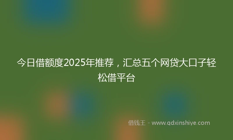 今日借额度2025年推荐，汇总五个网贷大口子轻松借平台