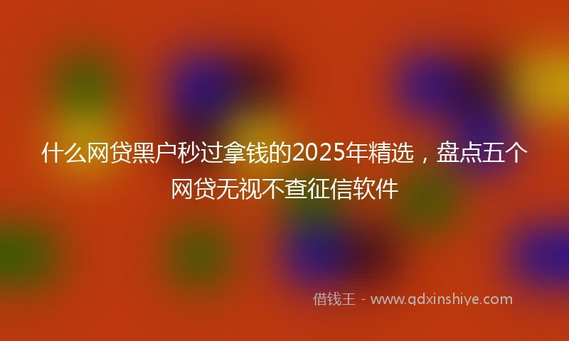 什么网贷黑户秒过拿钱的2025年精选，盘点五个网贷无视不查征信软件