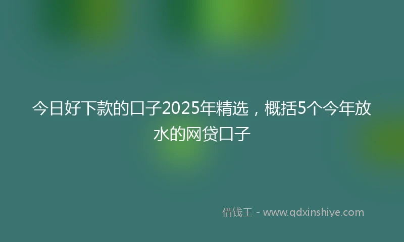 今日好下款的口子2025年精选,概括5个今年放水的网贷口子