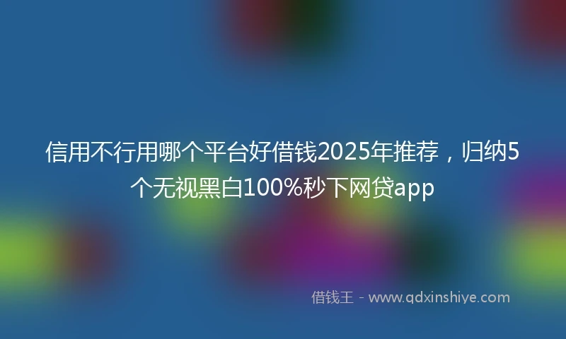 信用不行用哪个平台好借钱2025年推荐，归纳5个无视黑白100%秒下网贷app