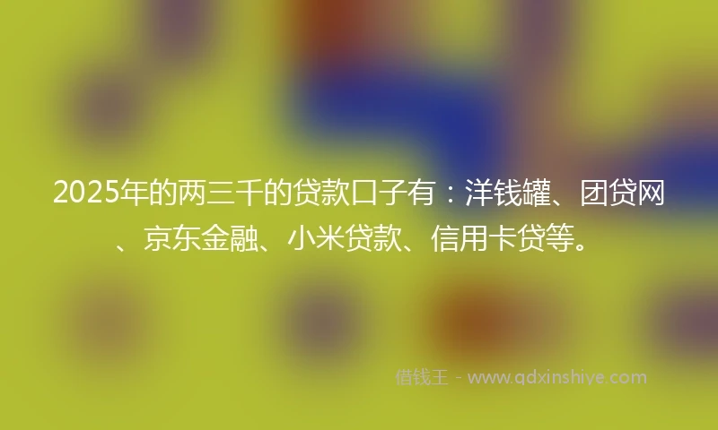 2025年的两三千的贷款口子有：洋钱罐、团贷网、京东金融、小米贷款、信用卡贷等。