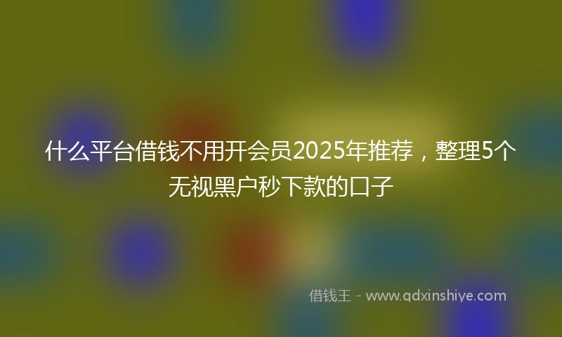 什么平台借钱不用开会员2025年推荐，整理5个无视黑户秒下款的口子