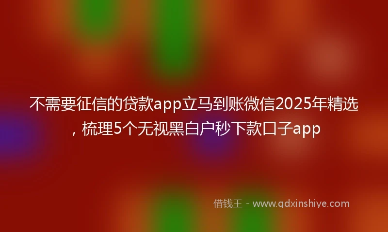 不需要征信的贷款app立马到账微信2025年精选，梳理5个无视黑白户秒下款口子app