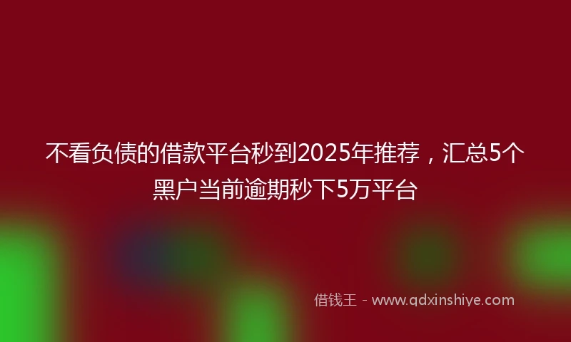 不看负债的借款平台秒到2025年推荐，汇总5个黑户当前逾期秒下5万平台