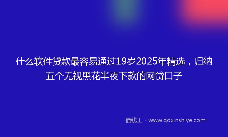 什么软件贷款最容易通过19岁2025年精选，归纳五个无视黑花半夜下款的网贷口子