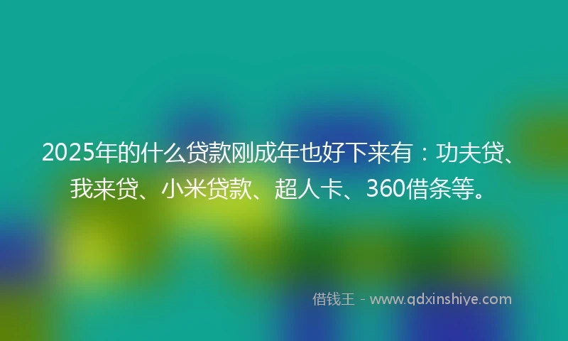 2025年的什么贷款刚成年也好下来有：功夫贷、我来贷、小米贷款、超人卡、360借条等。