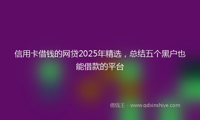 信用卡借钱的网贷2025年精选，总结五个黑户也能借款的平台