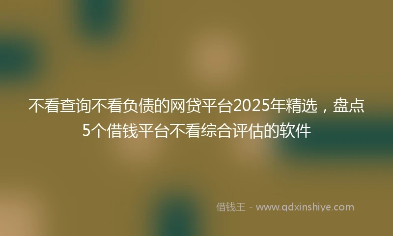 不看查询不看负债的网贷平台2025年精选，盘点5个借钱平台不看综合评估的软件
