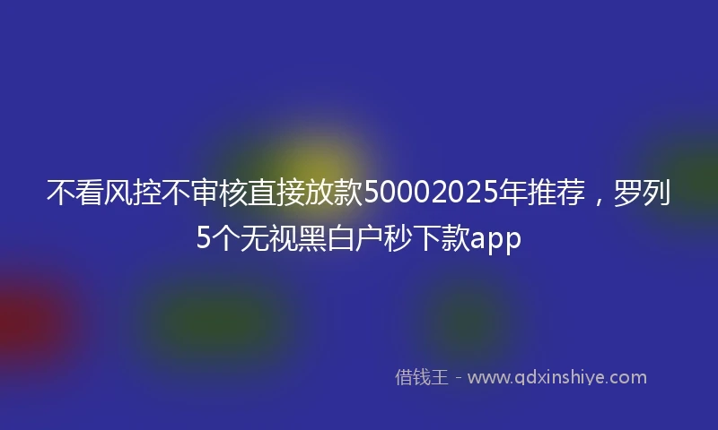 不看风控不审核直接放款50002025年推荐，罗列5个无视黑白户秒下款app