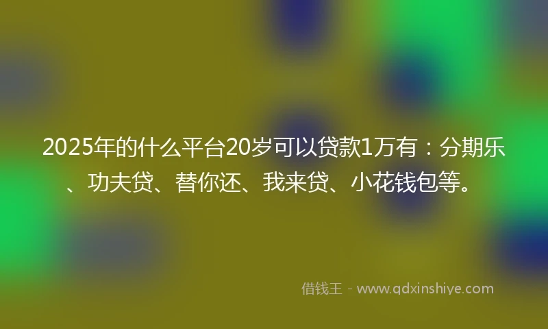 2025年的什么平台20岁可以贷款1万有：分期乐、功夫贷、替你还、我来贷、小花钱包等。