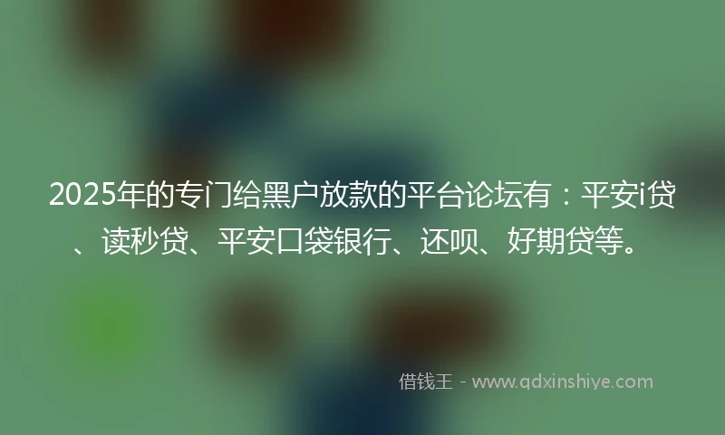 2025年的专门给黑户放款的平台论坛有：平安i贷、读秒贷、平安口袋银行、还呗、好期贷等。