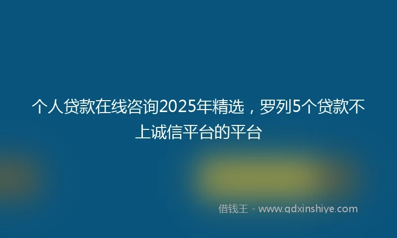 个人贷款在线咨询2025年精选，罗列5个贷款不上诚信平台的平台