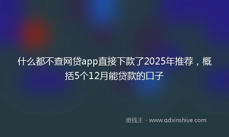 什么都不查网贷app直接下款了2025年推荐，概括5个12月能贷款的口子