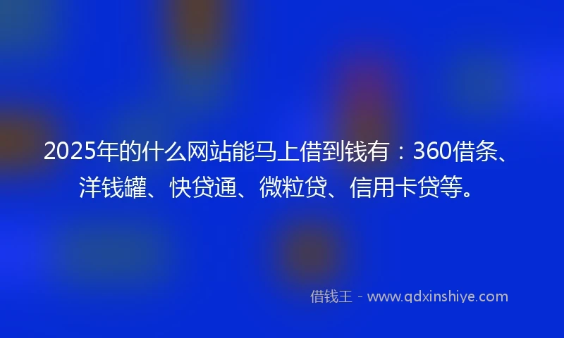 2025年的什么网站能马上借到钱有：360借条、洋钱罐、快贷通、微粒贷、信用卡贷等。