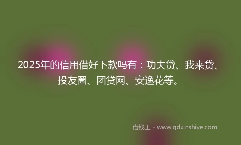 2025年的信用借好下款吗有：功夫贷、我来贷、投友圈、团贷网、安逸花等。