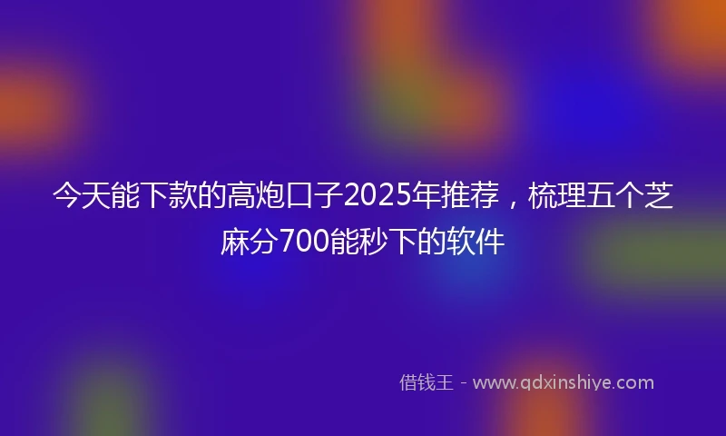 今天能下款的高炮口子2025年推荐,梳理五个芝麻分700能秒下的软件