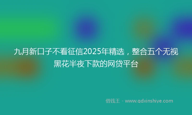 九月新口子不看征信2025年精选，整合五个无视黑花半夜下款的网贷平台