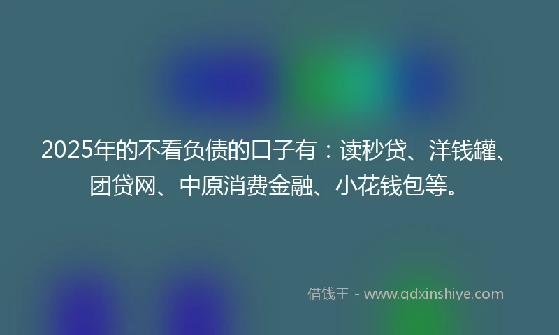 2025年的不看负债的口子有：读秒贷、洋钱罐、团贷网、中原消费金融、小花钱包等。