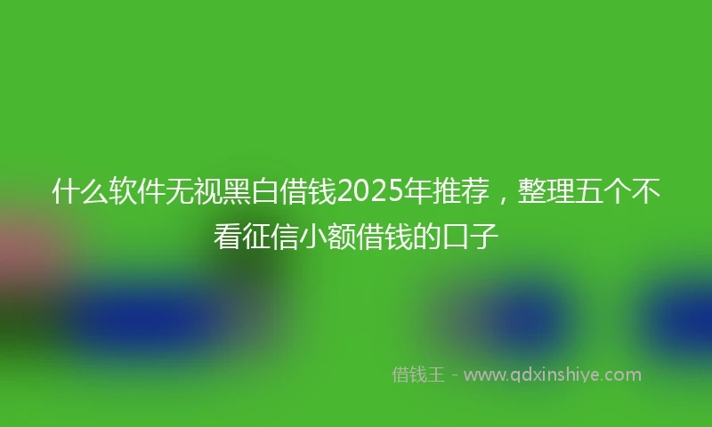 什么软件无视黑白借钱2025年推荐，整理五个不看征信小额借钱的口子