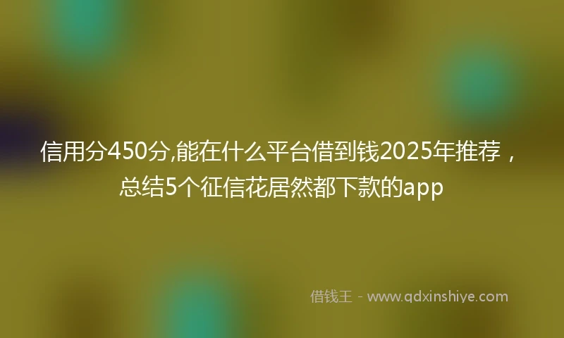 信用分450分,能在什么平台借到钱2025年推荐,总结5个征信花居然都下款的app