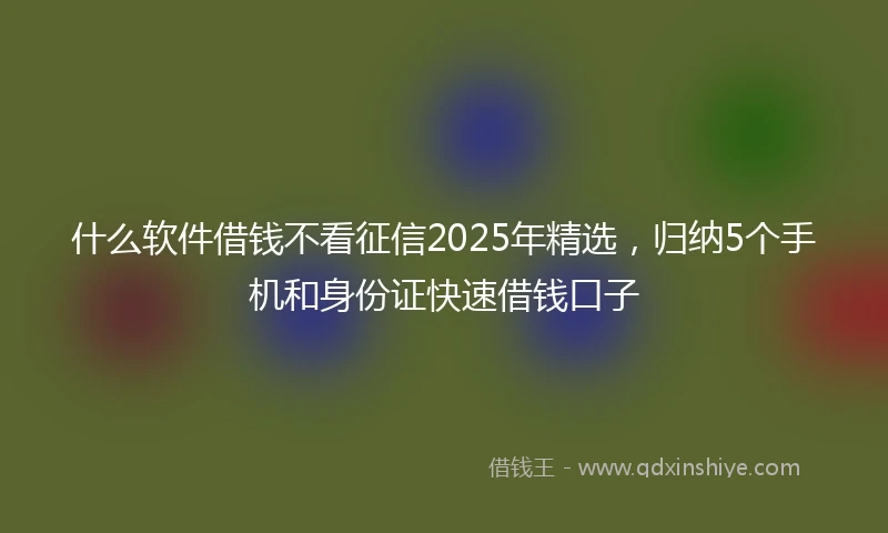什么软件借钱不看征信2025年精选，归纳5个手机和身份证快速借钱口子