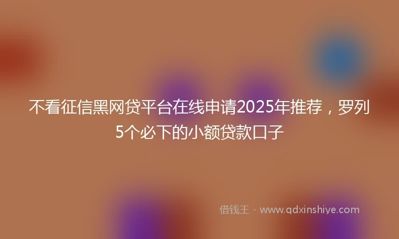 不看征信黑网贷平台在线申请2025年推荐，罗列5个必下的小额贷款口子