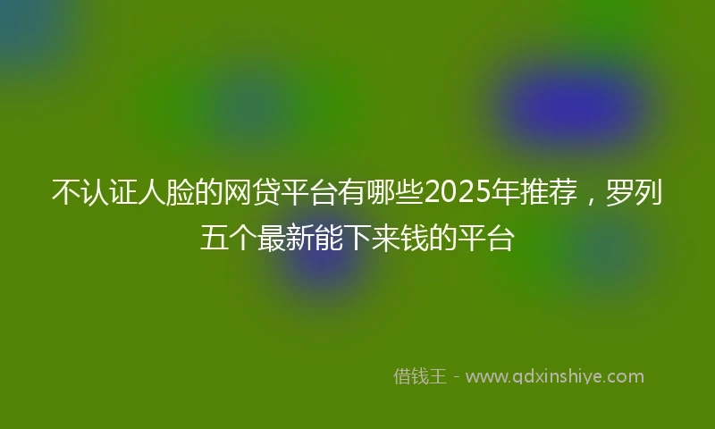 不认证人脸的网贷平台有哪些2025年推荐，罗列五个最新能下来钱的平台