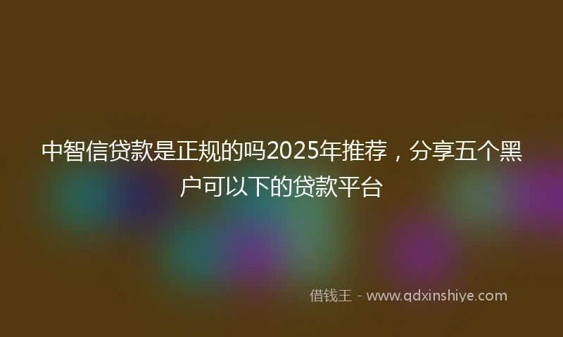 中智信贷款是正规的吗2025年推荐，分享五个黑户可以下的贷款平台