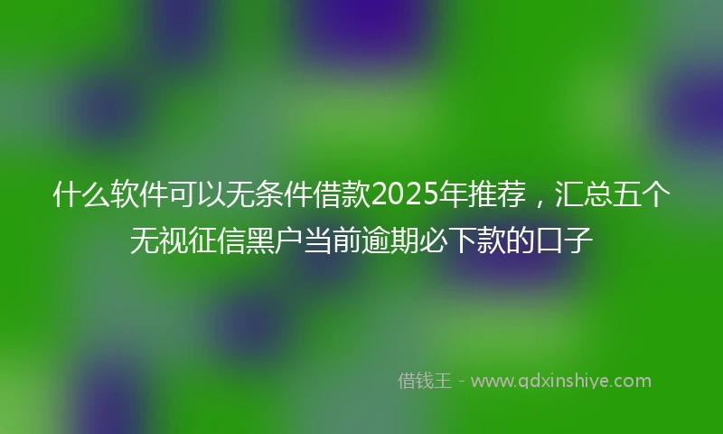 什么软件可以无条件借款2025年推荐，汇总五个无视征信黑户当前逾期必下款的口子