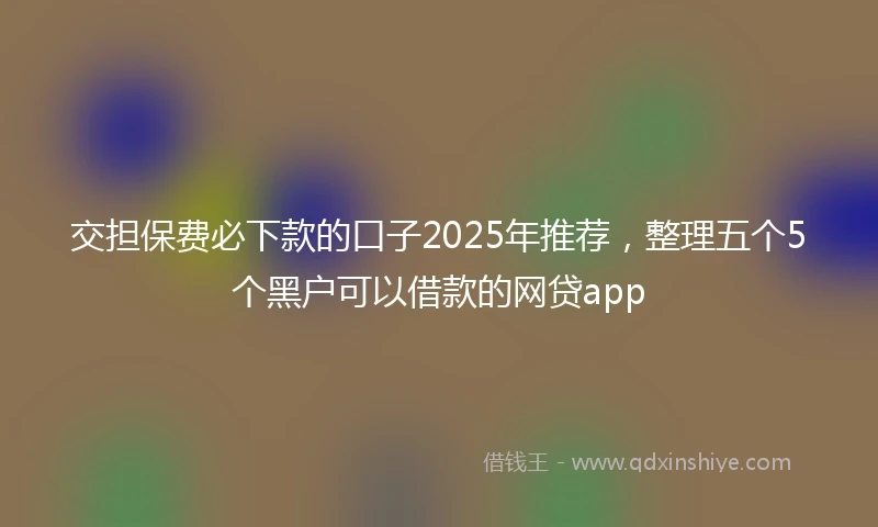 交担保费必下款的口子2025年推荐，整理五个5个黑户可以借款的网贷app