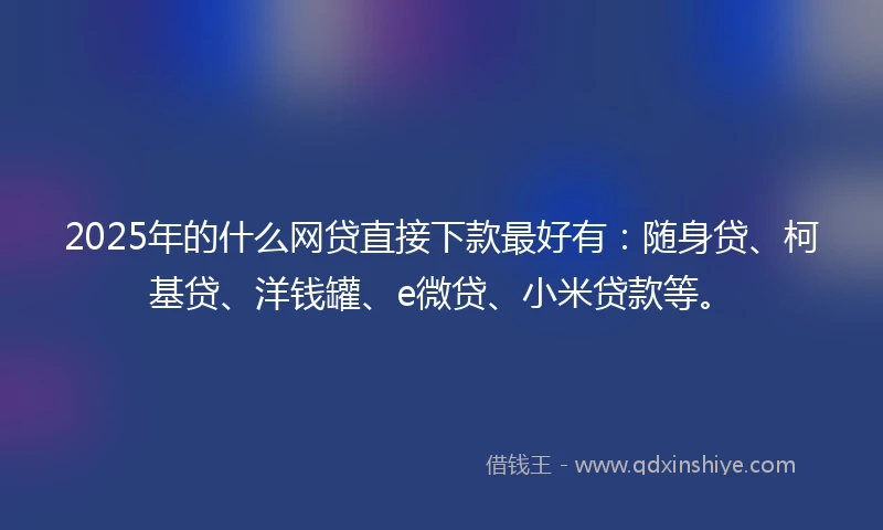 2025年的什么网贷直接下款最好有：随身贷、柯基贷、洋钱罐、e微贷、小米贷款等。