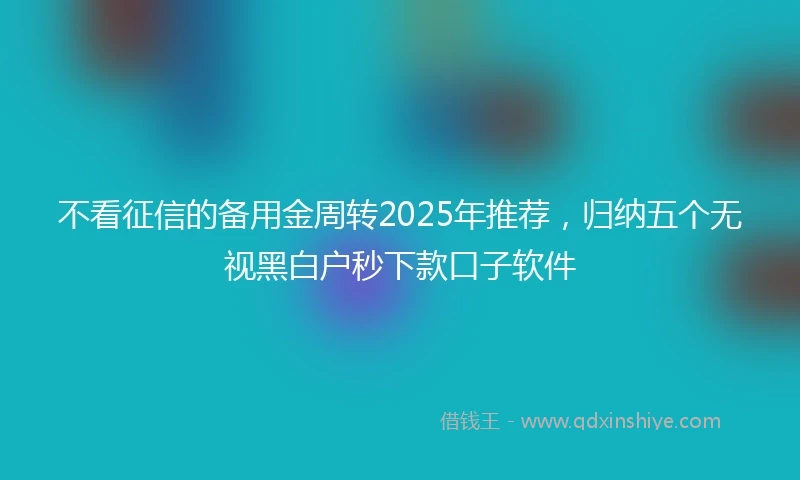 不看征信的备用金周转2025年推荐，归纳五个无视黑白户秒下款口子软件