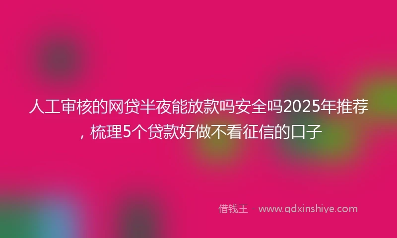 人工审核的网贷半夜能放款吗安全吗2025年推荐，梳理5个贷款好做不看征信的口子