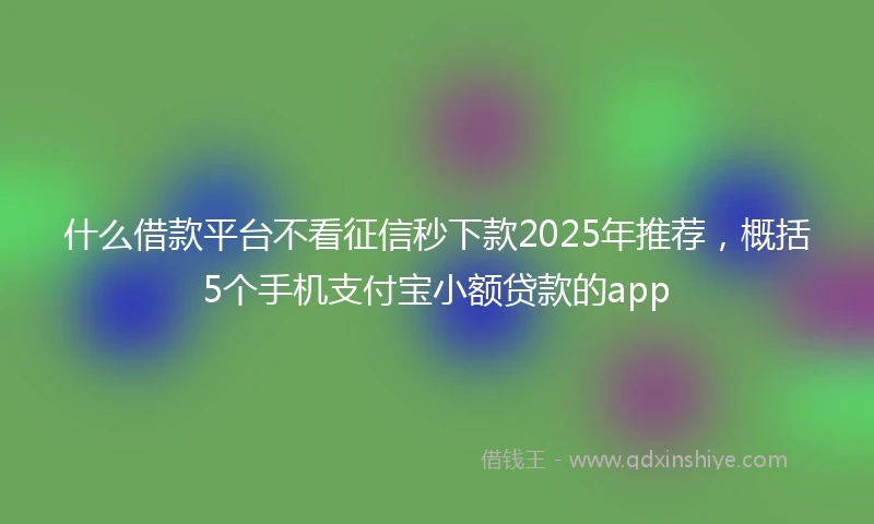 什么借款平台不看征信秒下款2025年推荐，概括5个手机支付宝小额贷款的app