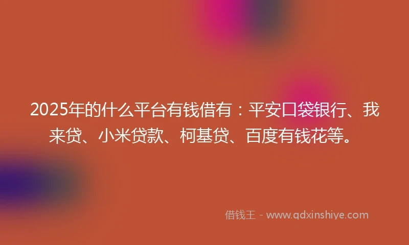 2025年的什么平台有钱借有：平安口袋银行、我来贷、小米贷款、柯基贷、百度有钱花等。
