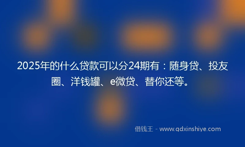 2025年的什么贷款可以分24期有：随身贷、投友圈、洋钱罐、e微贷、替你还等。