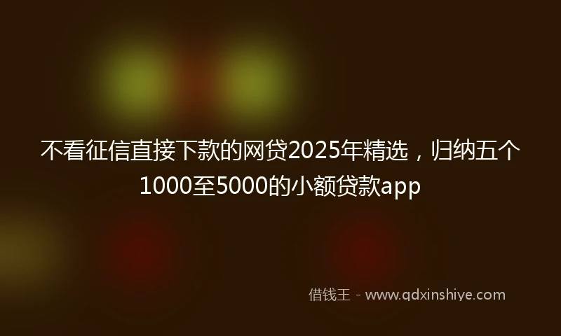 不看征信直接下款的网贷2025年精选，归纳五个1000至5000的小额贷款app