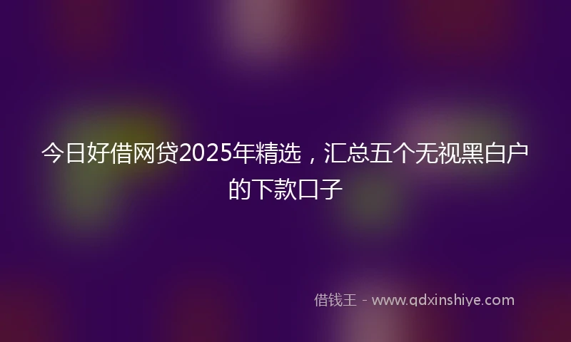 今日好借网贷2025年精选，汇总五个无视黑白户的下款口子