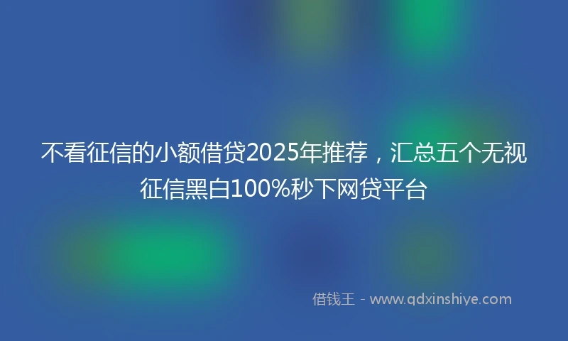 不看征信的小额借贷2025年推荐，汇总五个无视征信黑白100%秒下网贷平台