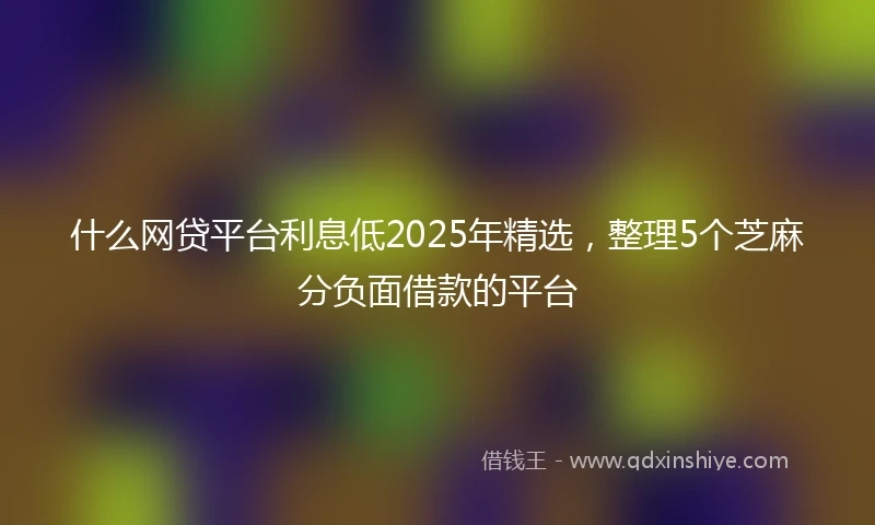 什么网贷平台利息低2025年精选，整理5个芝麻分负面借款的平台