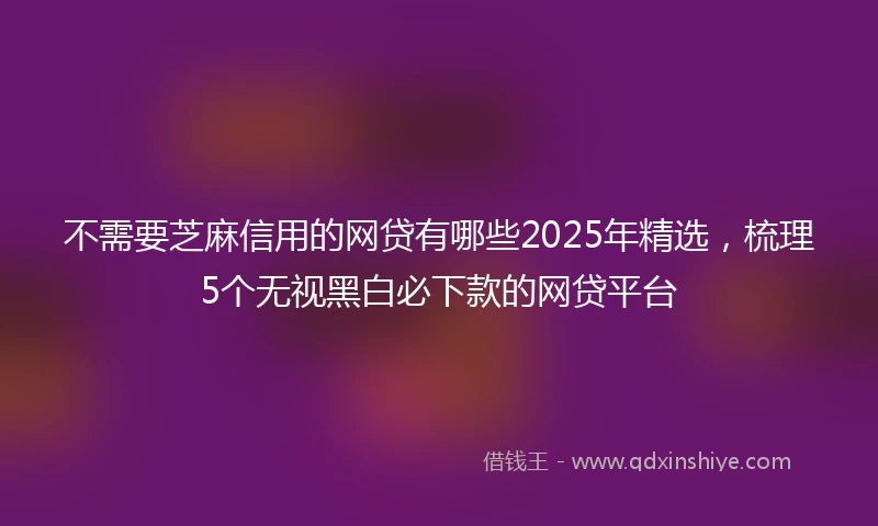 不需要芝麻信用的网贷有哪些2025年精选，梳理5个无视黑白必下款的网贷平台