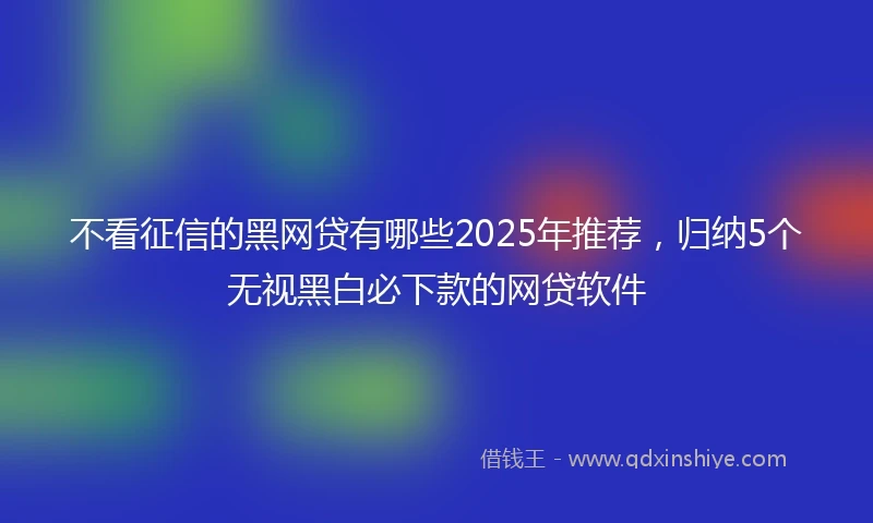 不看征信的黑网贷有哪些2025年推荐,归纳5个无视黑白必下款的网贷软件