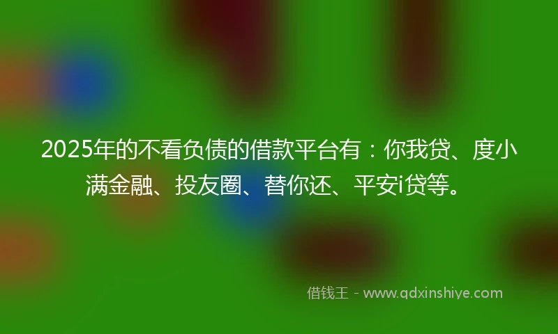 2025年的不看负债的借款平台有：你我贷、度小满金融、投友圈、替你还、平安i贷等。
