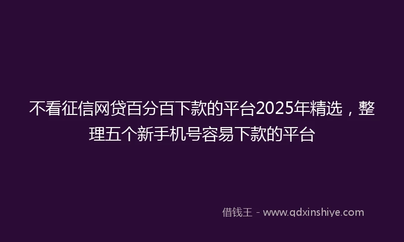 不看征信网贷百分百下款的平台2025年精选，整理五个新手机号容易下款的平台